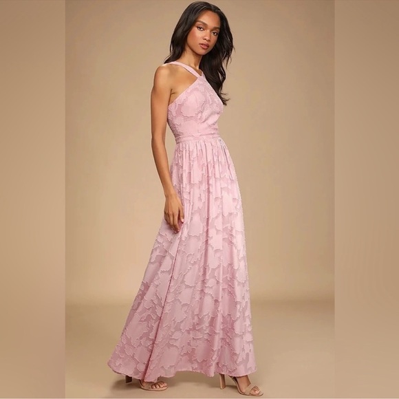 Lulu's Love and Beyond Mauve Pink Burnout Floral Maxi Dress XL Wedding Guest - Picture 2 of 14